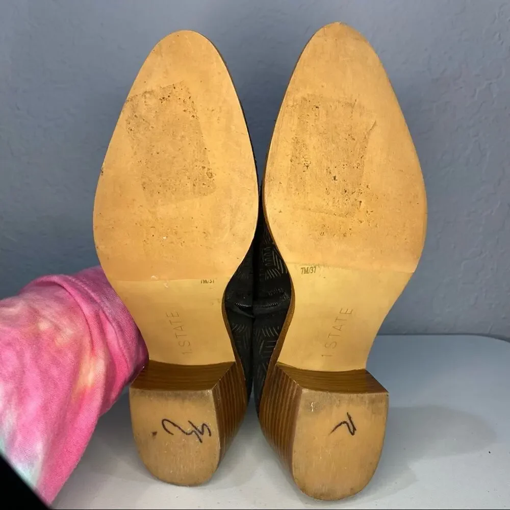 1.State Iddah Leather Ankle Booties size 7 Boho Preppy Classic